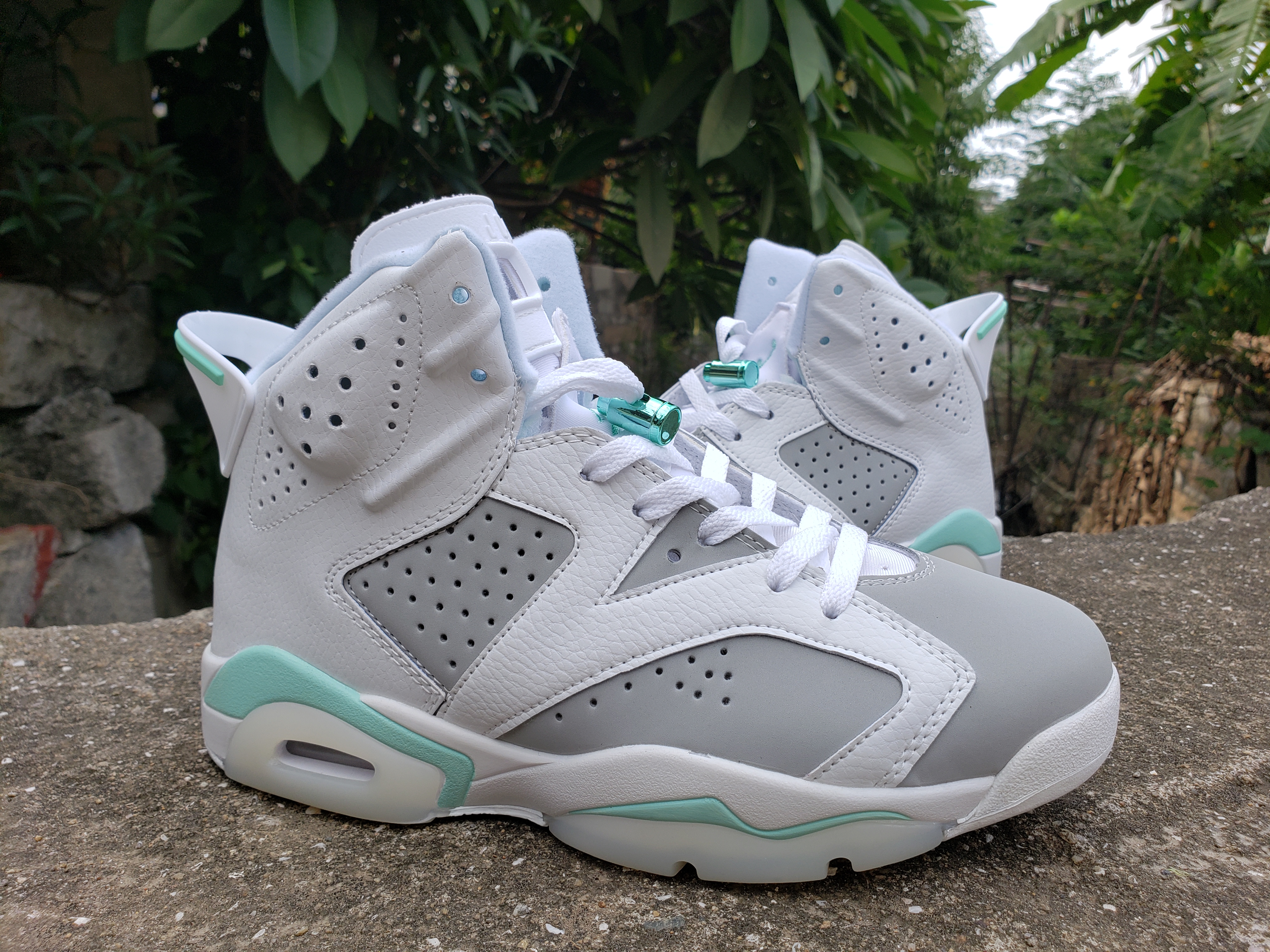 2021 Air Jordan 6 White Grey Jade Blue - Click Image to Close